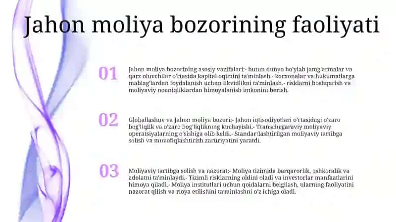 Jahon Iqtisodiyotining Globallashuvi Sharoitida Jahon Moliya Bozori Faoliyati Va Maqsadlari Va Moliyaviy Tartibga Solish Haqida 2