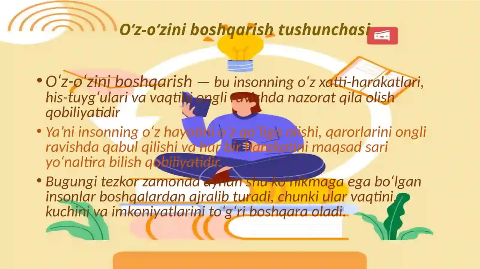 O'z o'zini boshqarish ko'nikmasini rivojlantirish yo'llari 2