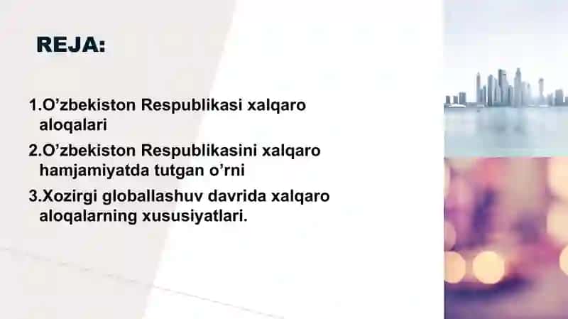 Òzbekistonning xalqaro tashkilotlar bilan hamkorlik aloqalari 2