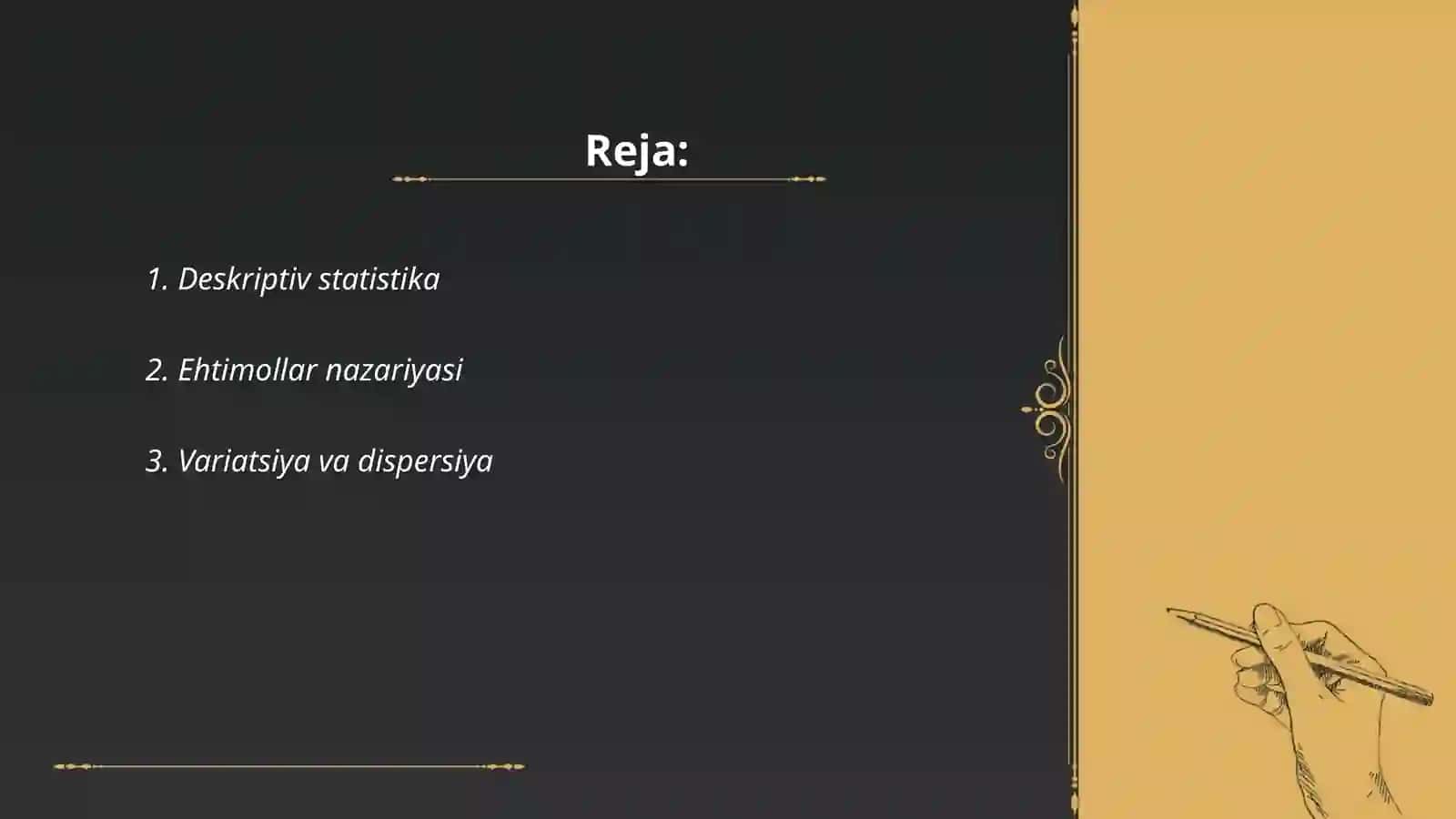 Statistika fanini piridmenti va usulari 2