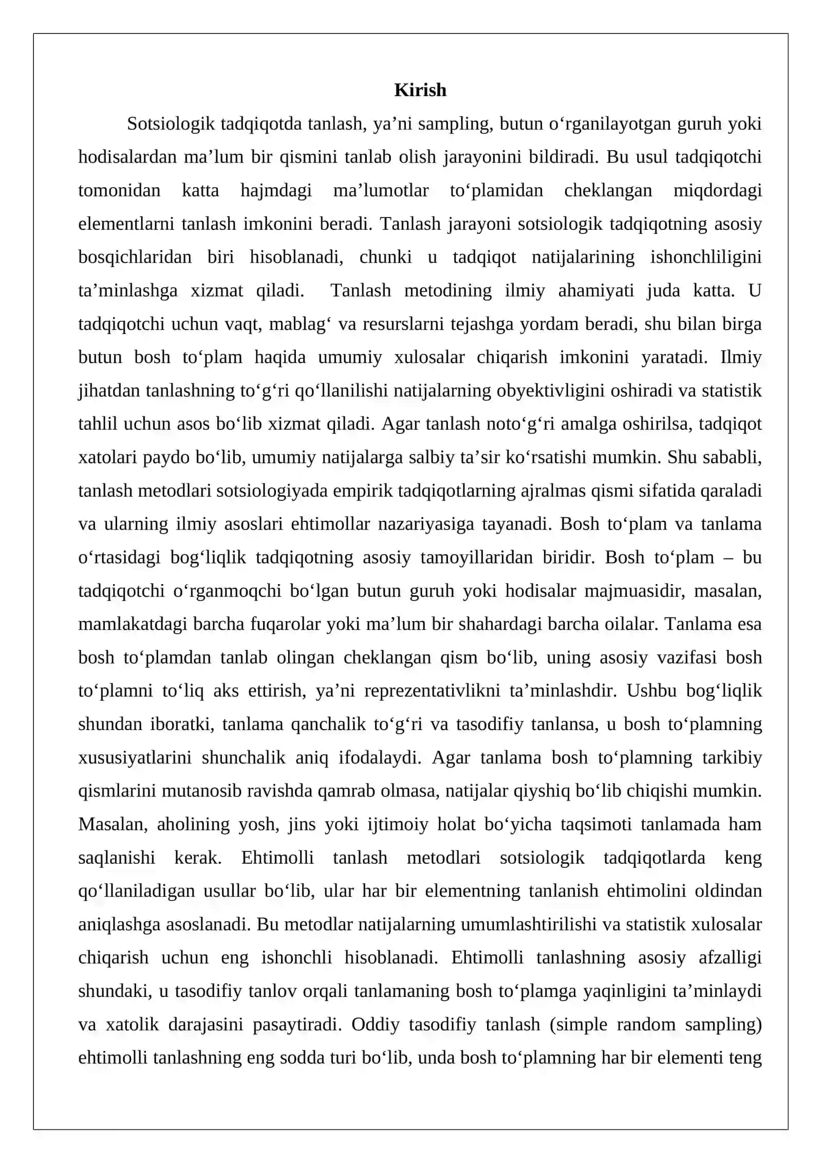 Sotsiologik tadqiqotda tanlash metodlari 2