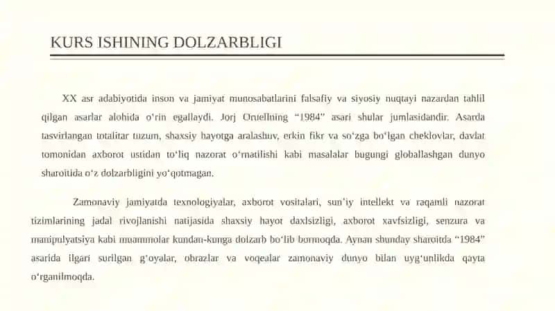 Jorj Oruellning “1894” asaridagi g‘oyalarning bugungi kun uchun ahamiyati 2