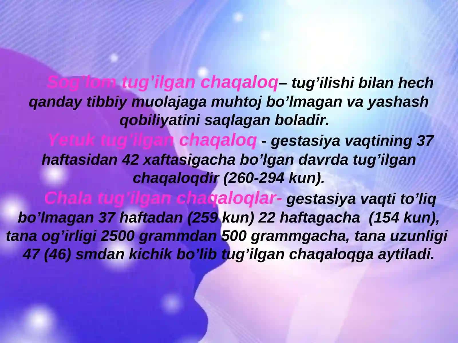 CHAQALOQLIK  DAVRI  FIZIOLOGIYASI 2