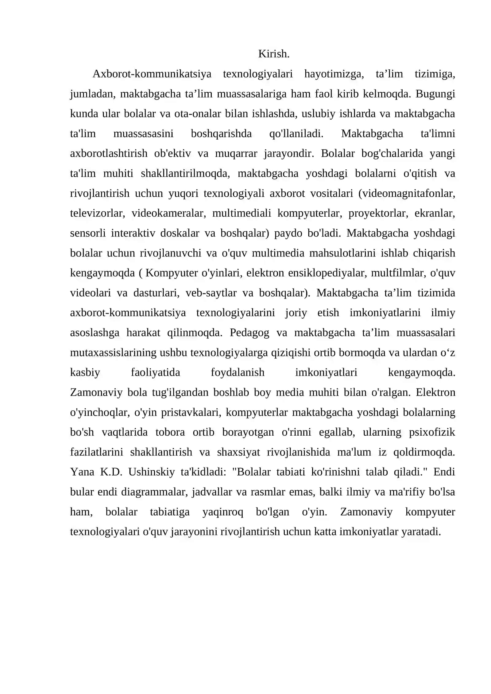 MAKTABGACHA TA'LIMDA MULTIMEDIYALARDAN FOYDALANISH 2