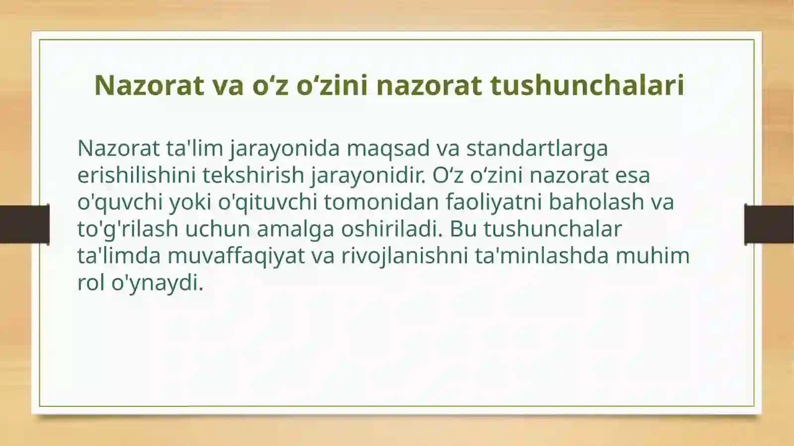 Nazorat va oʻz oʻzini nazorat tushunchalari 2