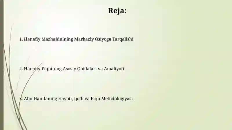 Abu Hanifaning hayoti faoliyati fiqhiy uslubi hanafiylik mazhabining ortaosiyogatarqalishi 2