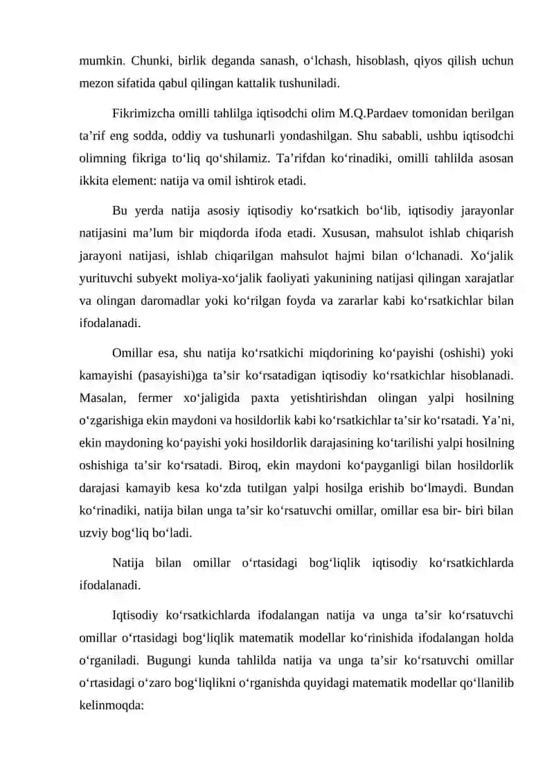 XO‘JALIK YURITUVCHI SUBYEKTLAR MOLIYA-XO‘JALIK FAOLIYATIGA TA’SIR QILUVCHI OMILLAR 2