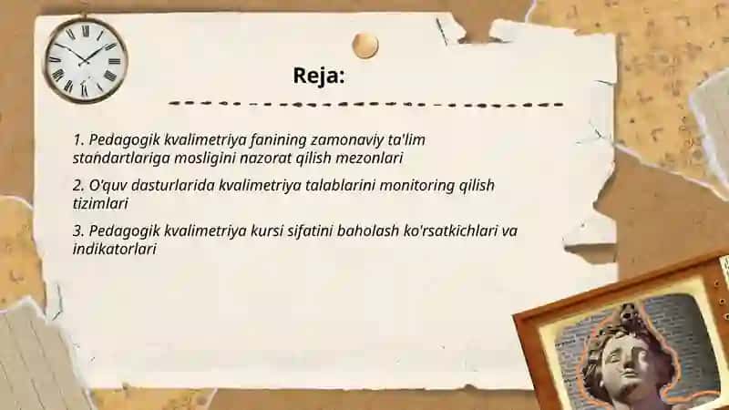 Pedagogik Kvalimetriya fanining zamon talablariga mos tashkil etilishni nazorat qilish imkoniyatilari 2