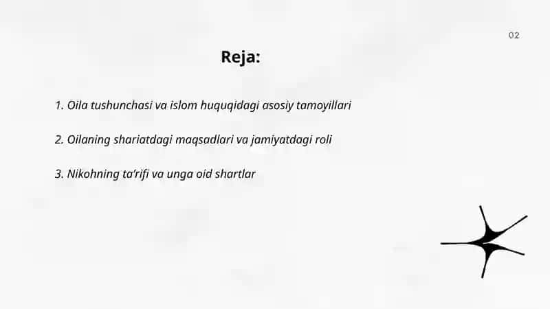 Islom huquqshunosligida oila, nikoh, taloq, idda, zihor tushunchalarini ta'riflash 2
