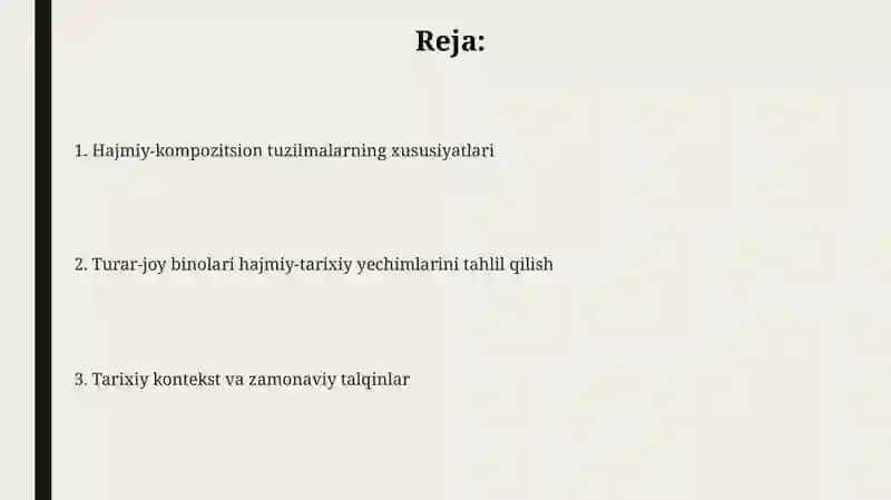 Turar joy binolarini hajmiy-tarixiy yechimlarini tahlil qilish 2