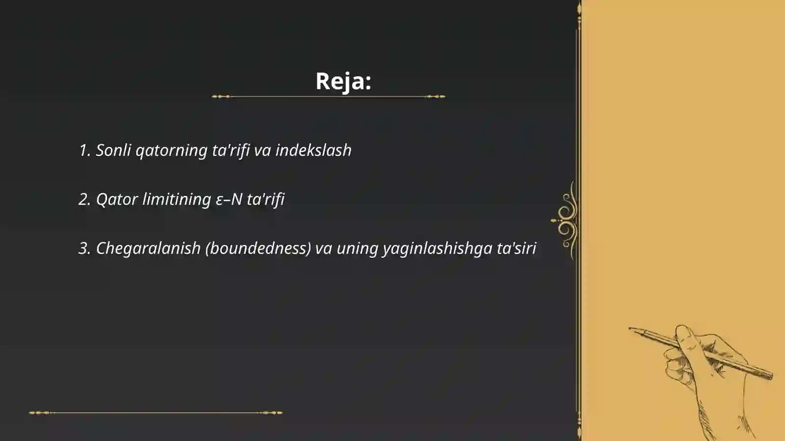 Sonli qatorlar. Yaginlashish va uzoqlashish shartlari 2