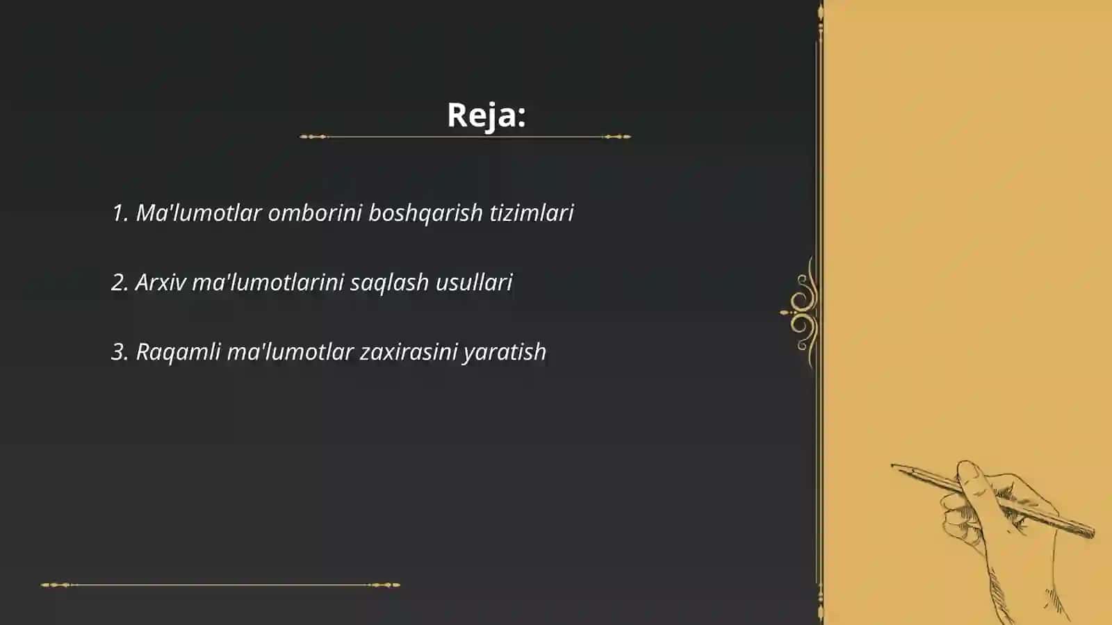 Ma'lumotlar omborini boshqarish tizimlari 2