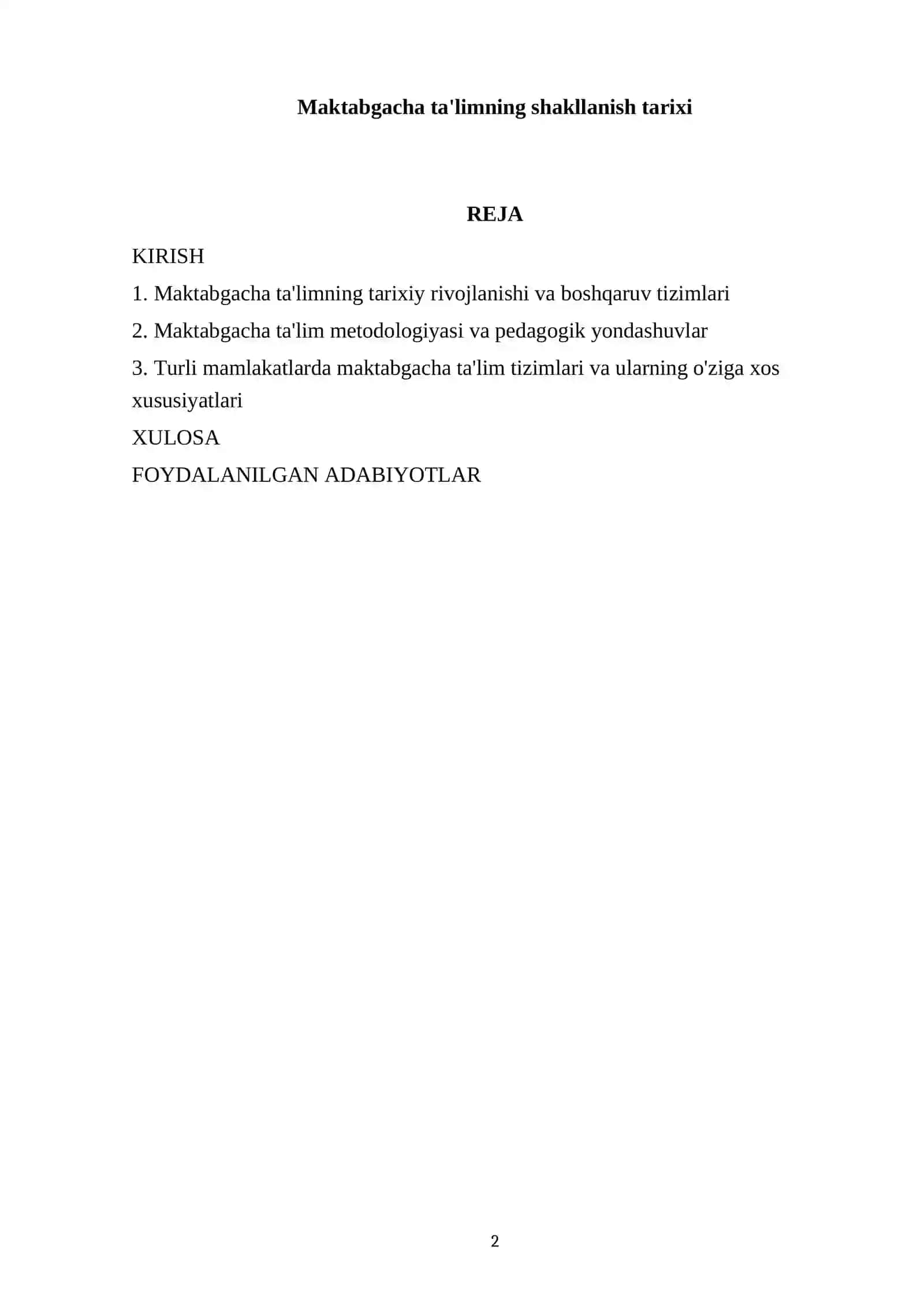 Maktabgacha ta'limning shakllanish tarixi 2
