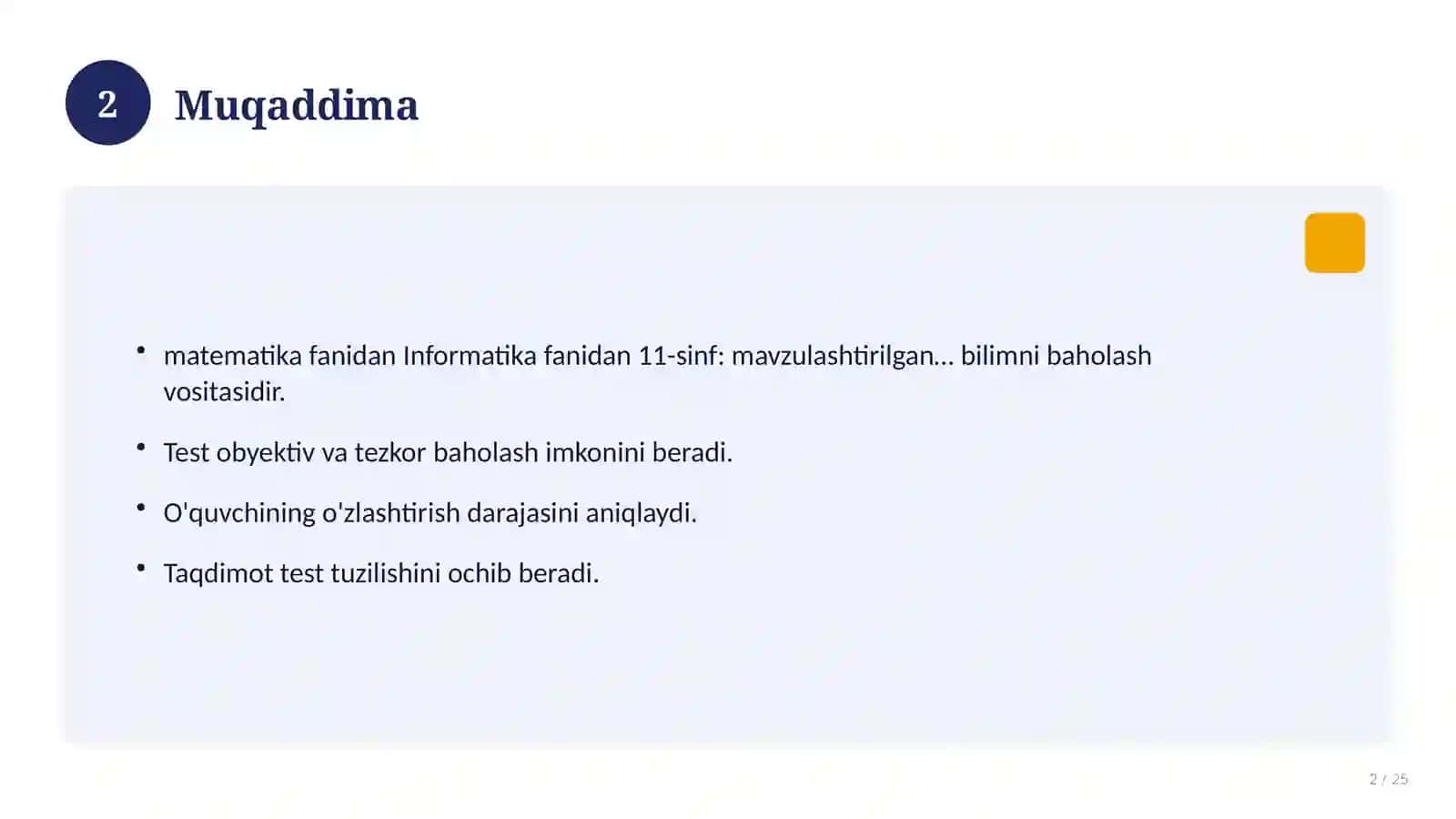 Informatika fanidan 11-sinf: mavzulashtirilgan nazorat ishi va tahlil 2