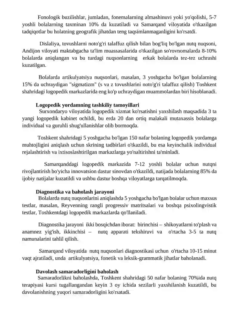 Logopedik yordam samaradorligi 2