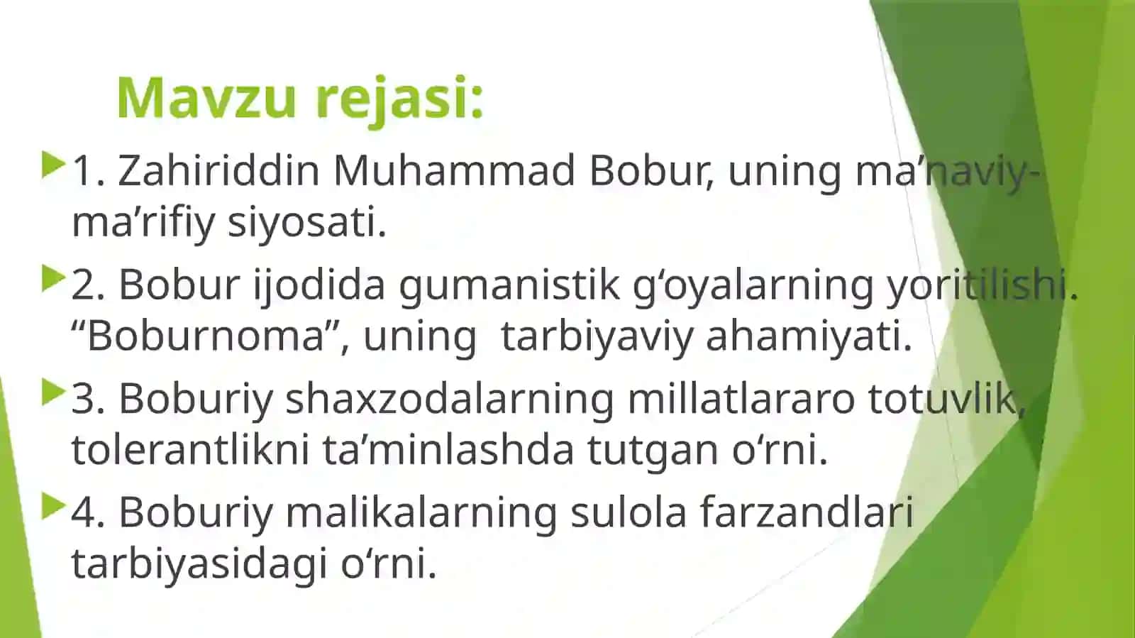 ZAHIRIDDIN MUHAMMAD BOBUR VA BOBURIYLAR MEROSIDA   TARBIYAGA OID QARASHLAR 2