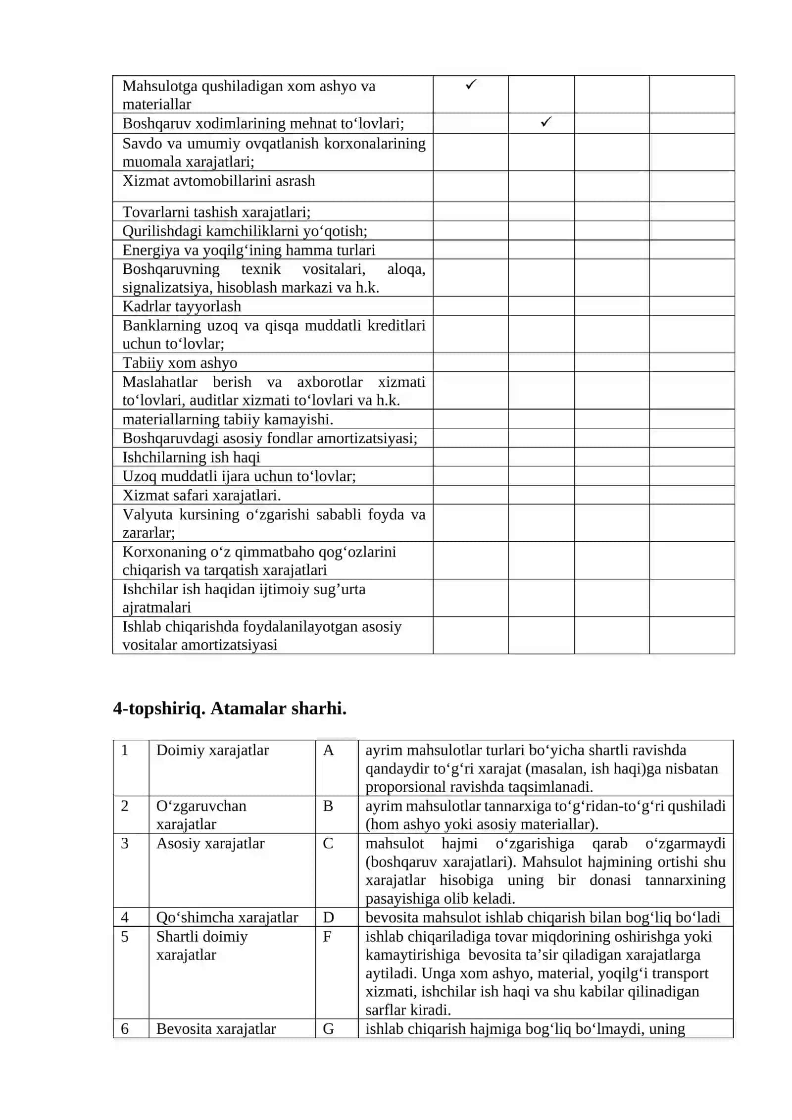 6-mavzu. KORXONA XARAJATLARI 2