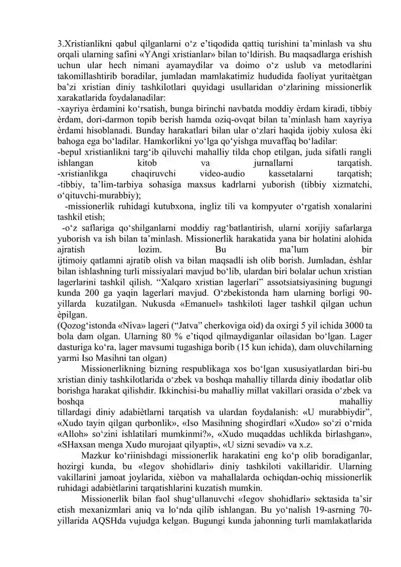 Missionerlik va Prozelitizm 2