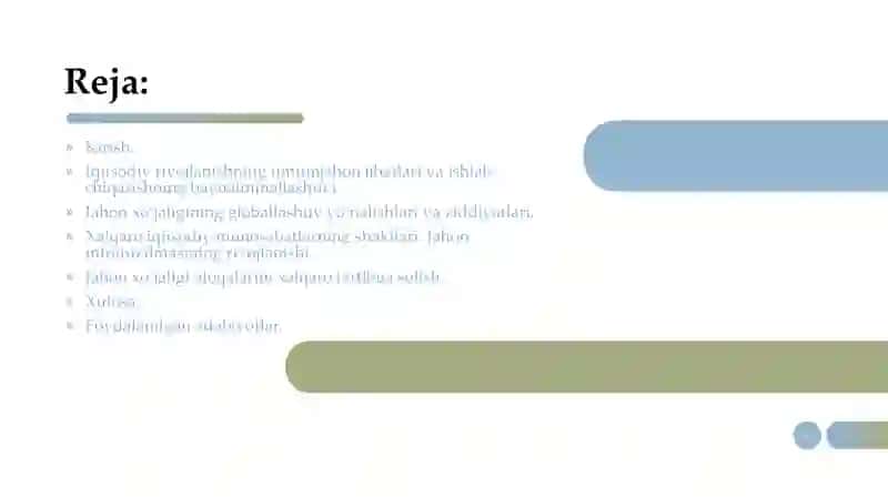 Jahon xo‘jaligining tashkil topishi va rivojlanish bosqichlari. 2