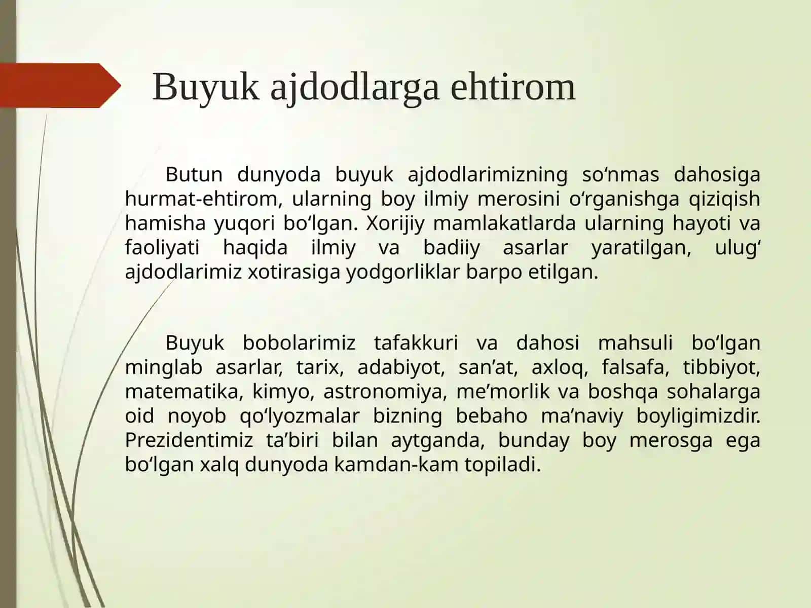 BUYUK AJDODLARGA EHTIROM 2