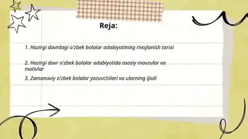 Hozirgi davrdagi o'zbek bolalar adabiyoti 2