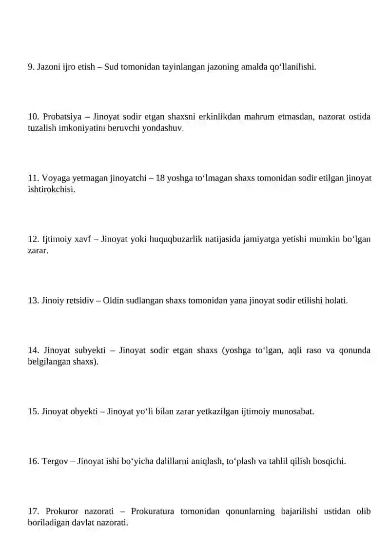 Jinoyatchilikka oid yuridik atamalar va izohlar 2