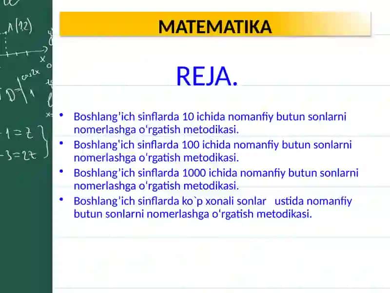 Manfiy butun sonlarni oʻn ichida nome‘rlashga o‘rgatish 2