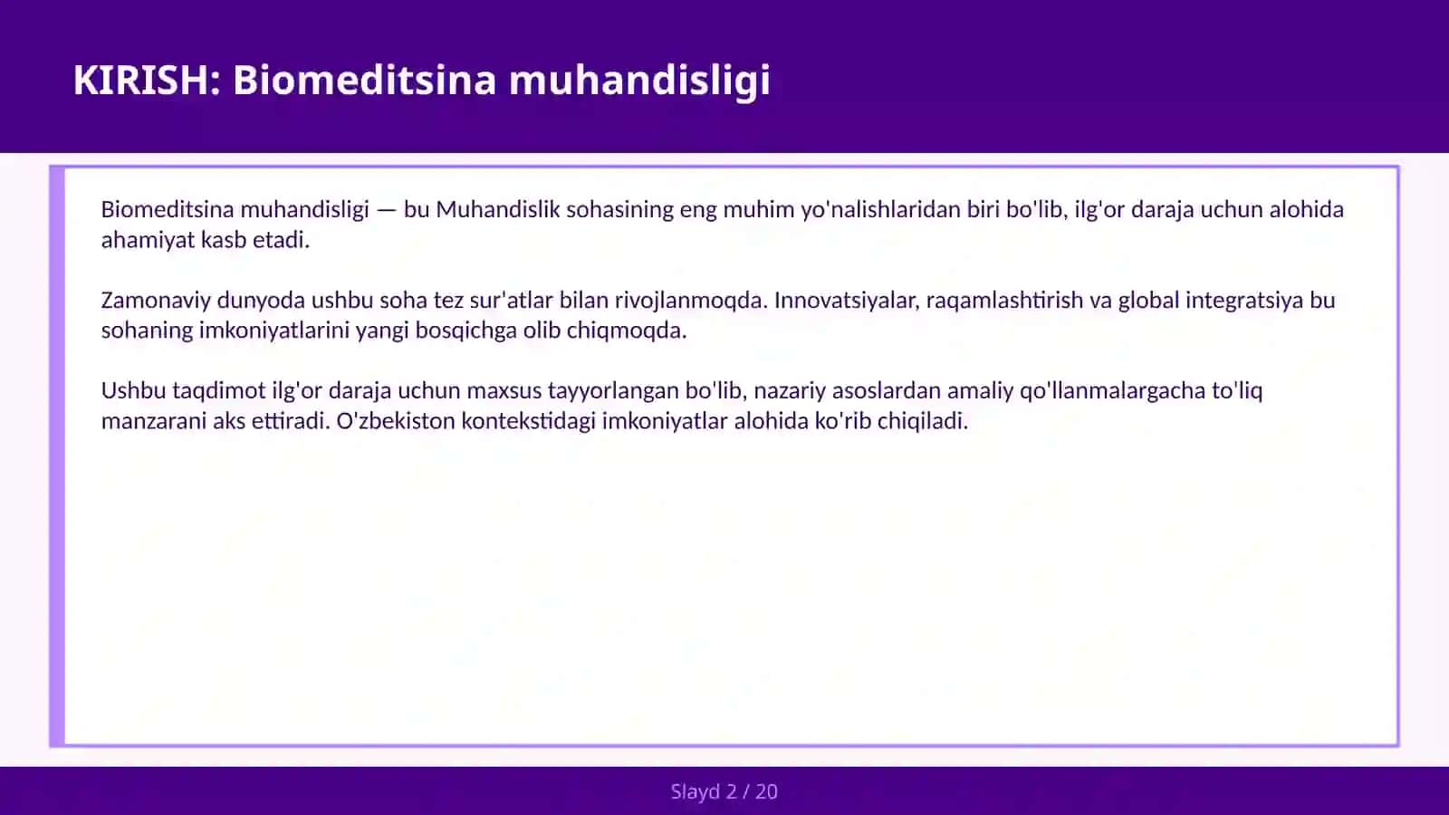 BIOMEDITSINA MUHANDISLIGI 2