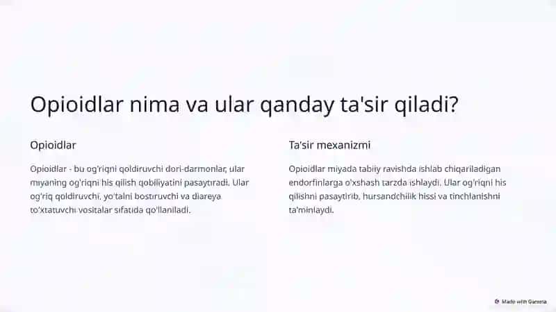 Opioiddan Zaharlanish 2