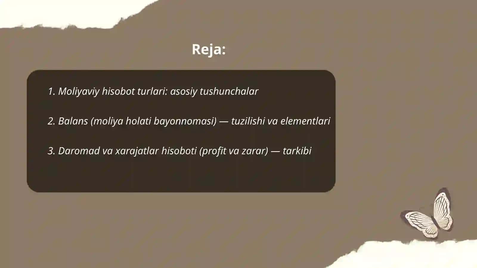 Moliyaviy hisobot turlari va ularning tuzilishi 2