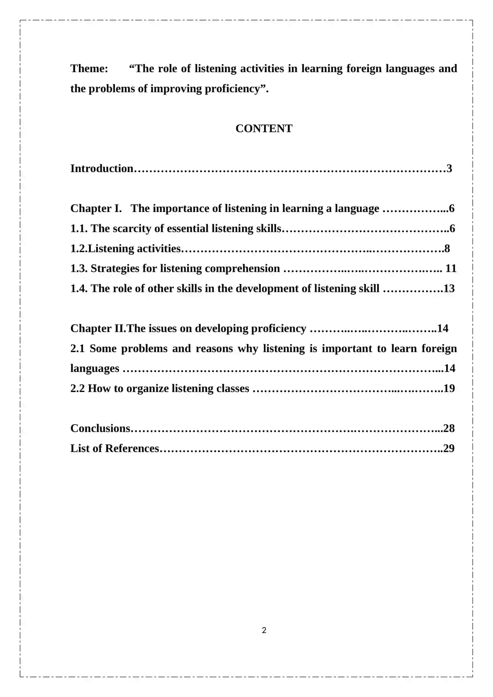 The role of listening activities in learning foreign languages and the problems of improving proficiency 2