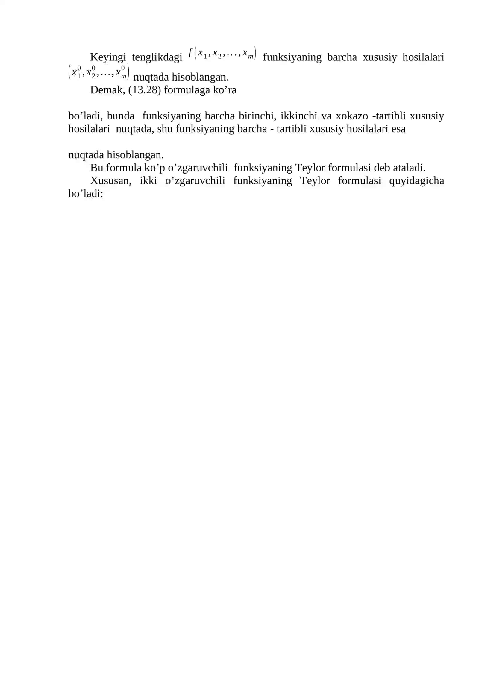 Ko‘p o‘zgaruvchili funksiyaning Teylor formulasi 2