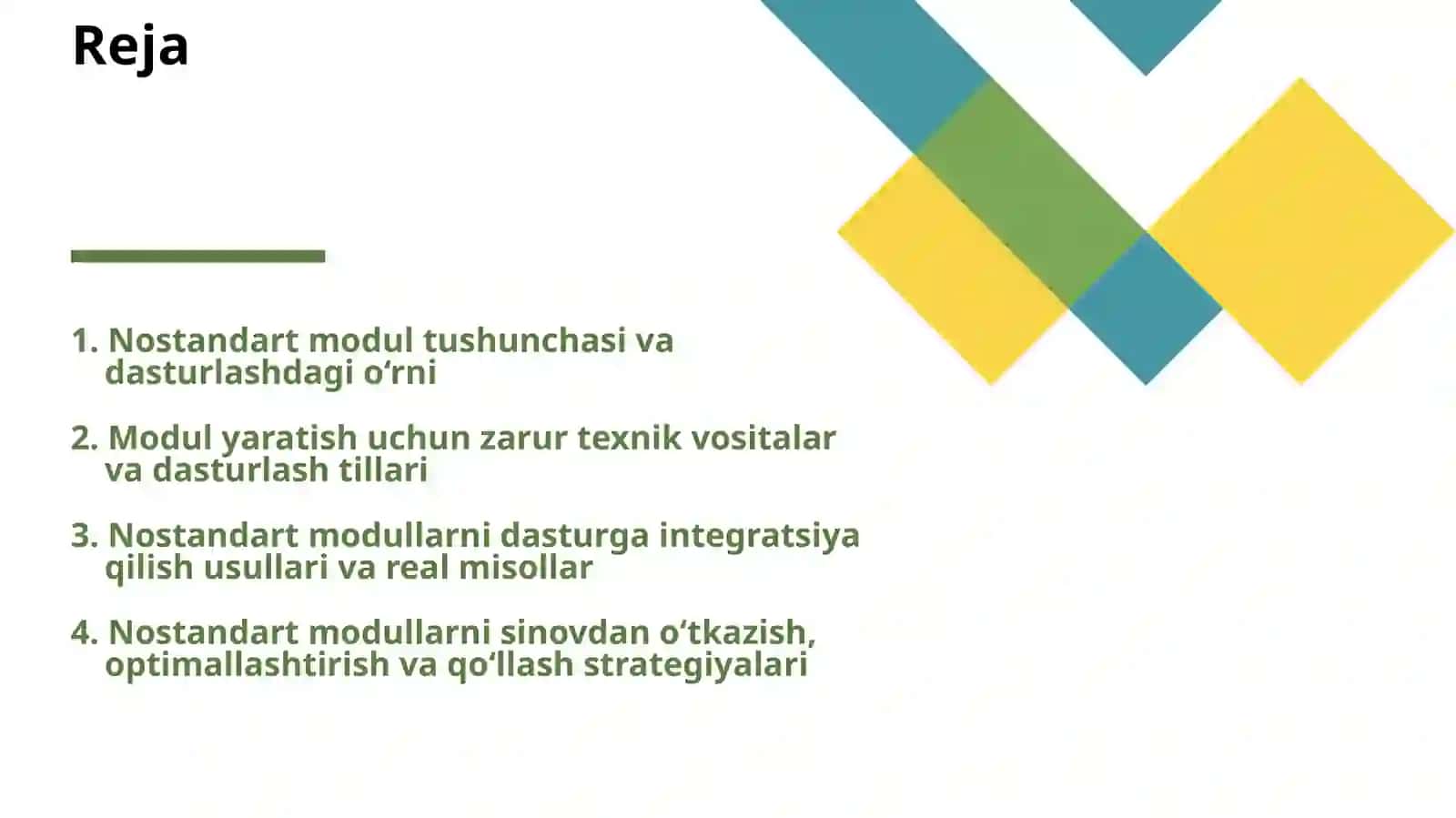 NOSTANDART MODULLARNI YARATISH VA ULARNI DASTURDA 2