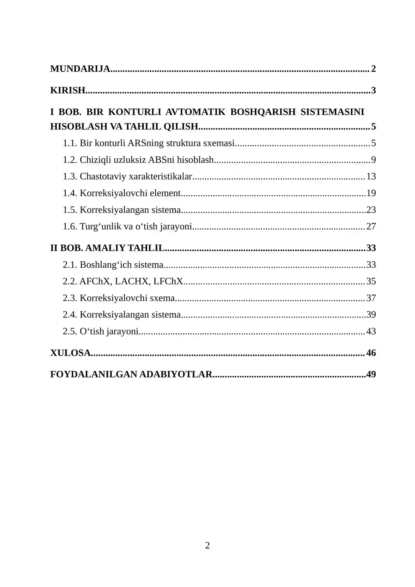 “Sovutgichda temperaturani ABTning turg‘unligini tahlil qilish” Kurs ishi 2