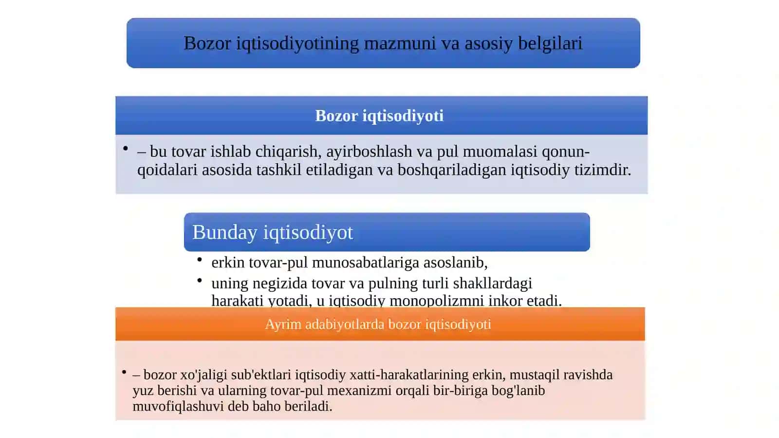 Bozor iqtisodiyotining mazmuni va uning amal qilishi 2
