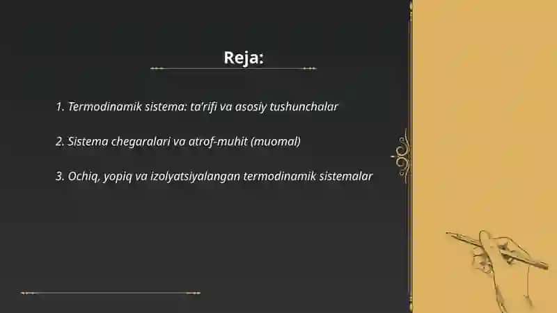 Termodinamik sistemalar va xolatlar. Termodinamik o'lchov birliklari 2