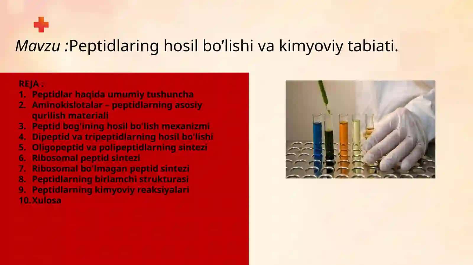 Peptidlarning hosil bo'lishi va kimyoviy tabiati 2