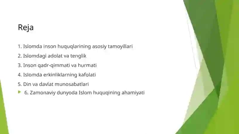 Islomda inson huquq va erkinliklarini ta’minlanishining o’ziga xos jihatlari 2
