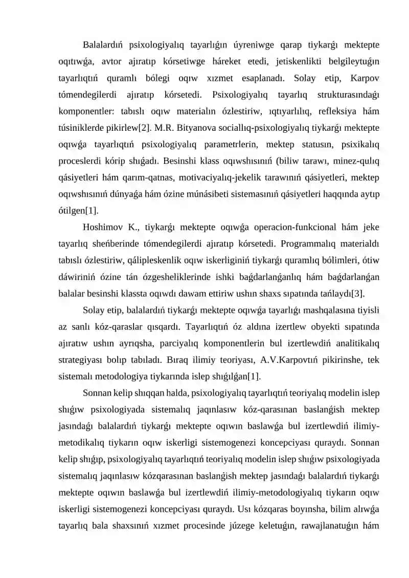 Zamanaǵoy pedagogikada mektep jasındaǵı balalar psixologiyasınıń bilimlendiriwdegi ornı 2