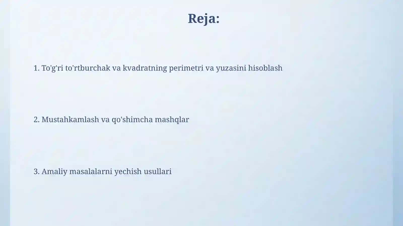Yuzini hisoblash formulalari 2