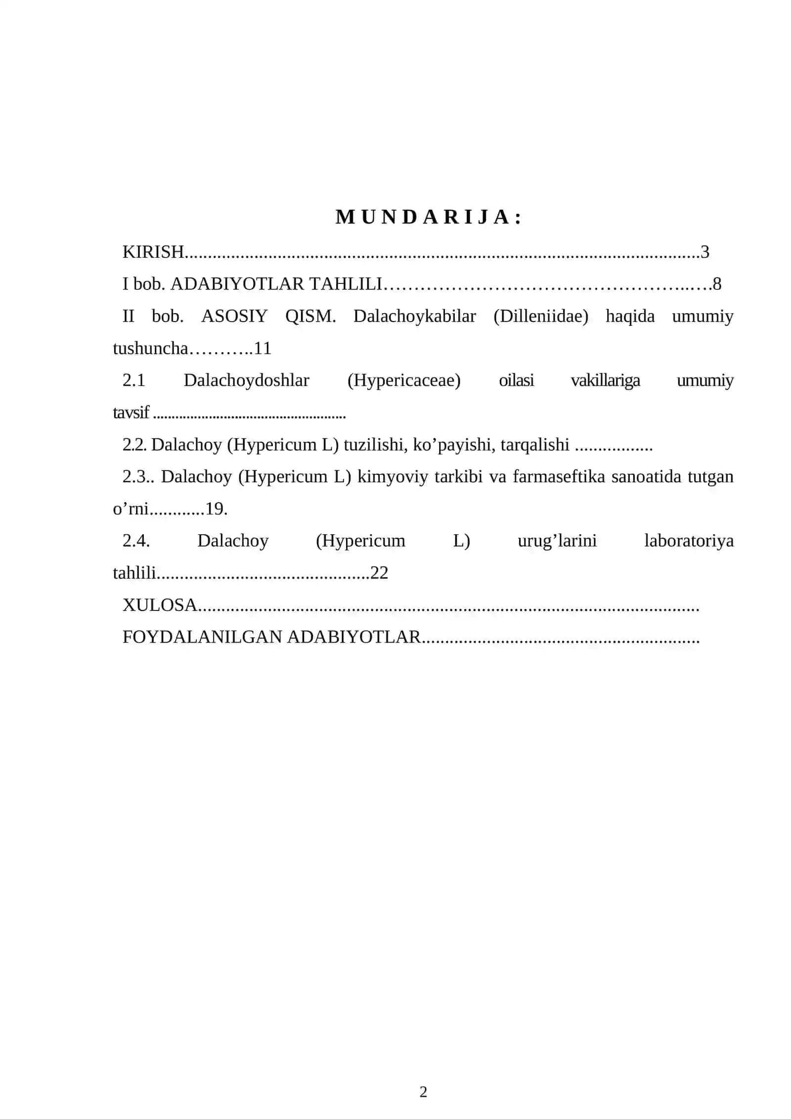 Dalachoy, qizilpoycha, choy o’ti (зверобой проырявленный) Hypericcum perforatum L. o’simligi urug’larini laboratoriya tahlili 2