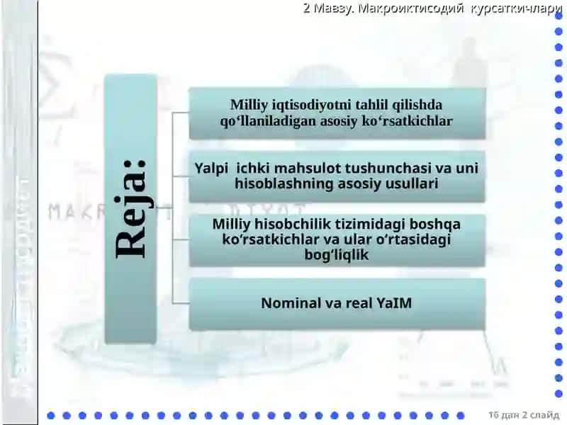 Asosiy  makroiqtisodiy ko’rsatkichlar 2