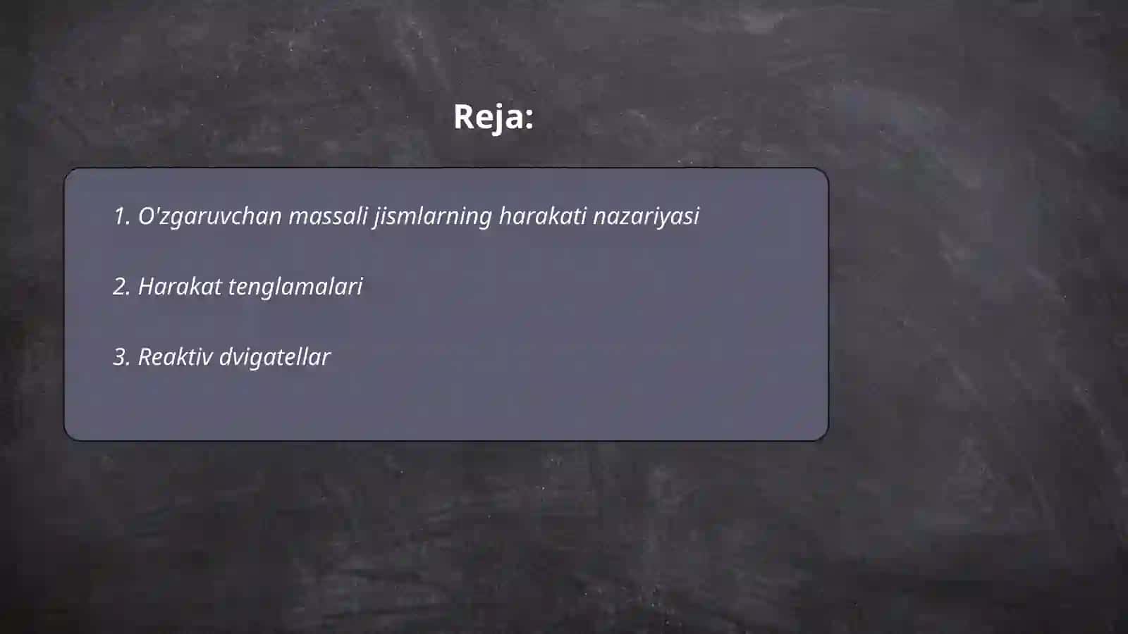 O'zgaruvchan massali jismlarning harakati 2