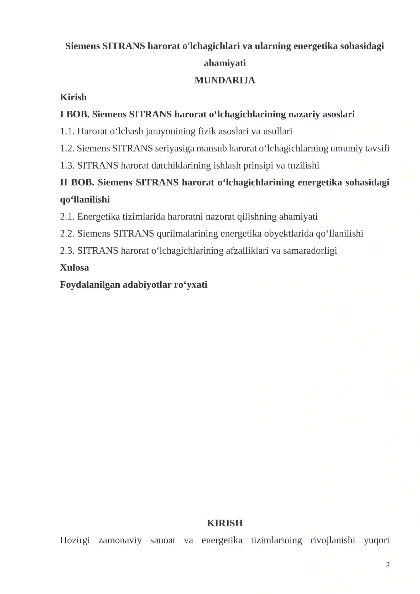 Siemens SITRANS harorat o'lchagichlari va ularning energetika sohasidagi ahamiyati 2