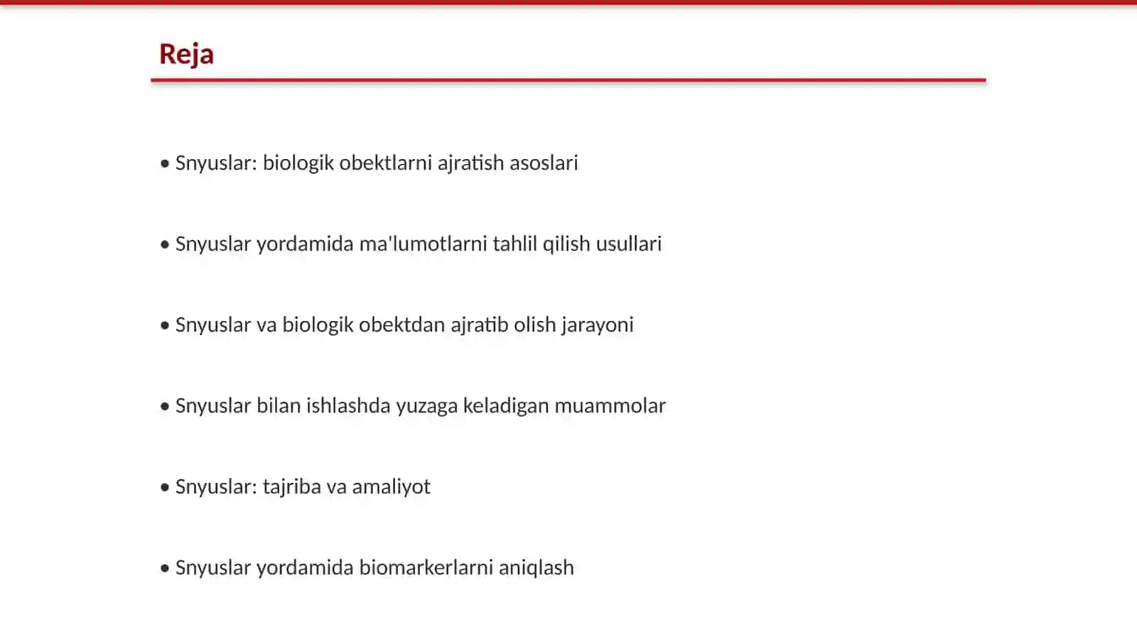 Snyuslar: biologik obektlarni ajratish asoslari 2