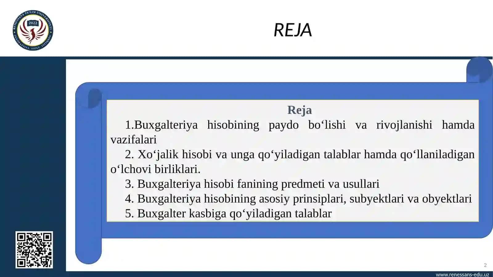 “Buxgalteriya hisobiga kirish” fanining predmeti va metodi. Buxgalterlik kasbining tarixiy rivojlanishi. Buxgalter kasbiga qo‘yiladigan talablar 2