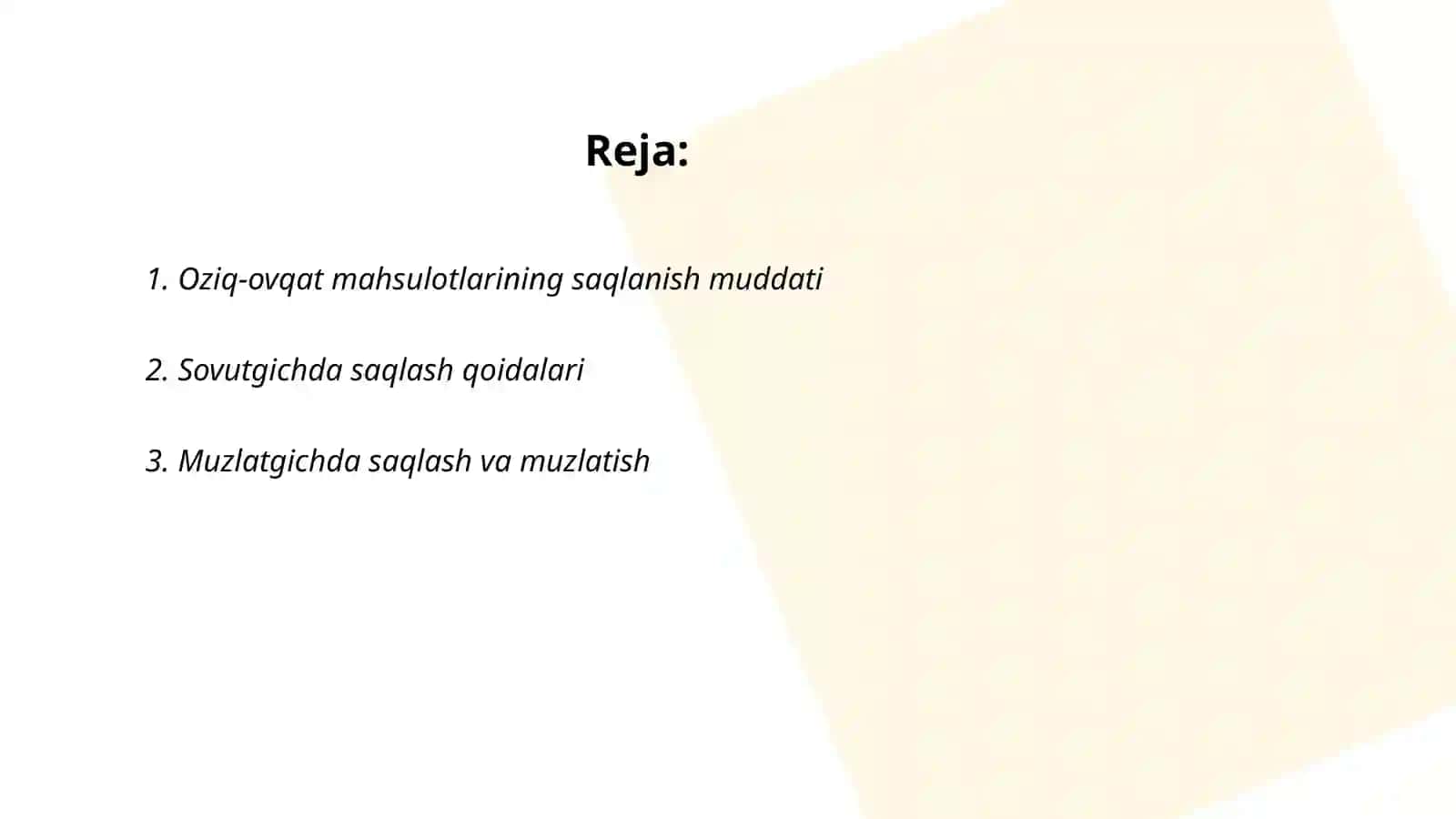 Oziq-ovqat mahsulotlarni saqlash qoidalari 2