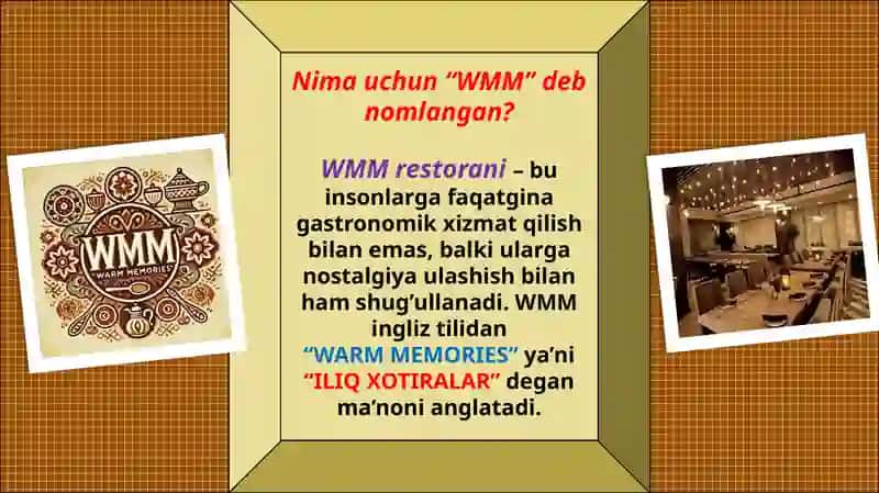 WMM Restorani bilan tanishuv 2
