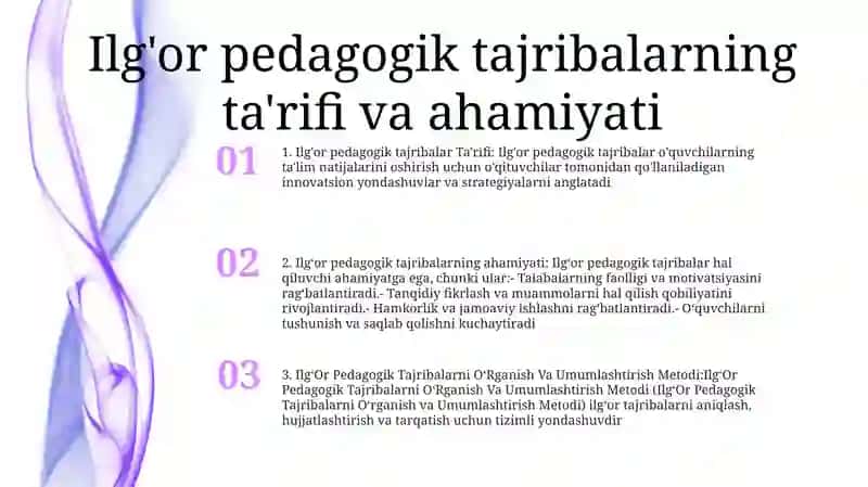 IlgʻOr Pedagogik Tajribalarni OʻRganish Va Umumlashtirish Metodi 2