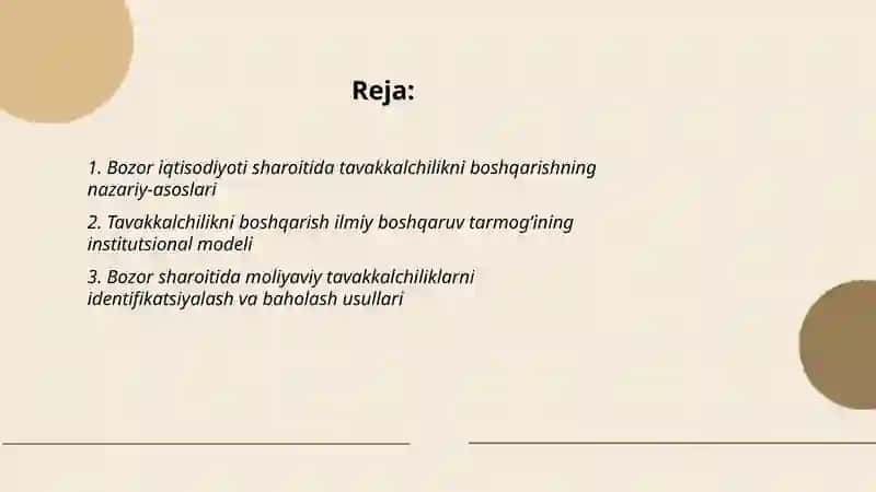 Bozor iqtisodiyoti sharoitida tavakkalchilikni boshqarish ilmiy boshqaruv tarmog‘i sifatida. Ahmatova Hilola 2